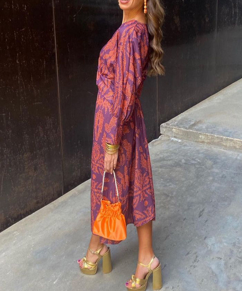 Amara - Midi haljina s paisley uzorkom i čvorom, elegantna i lepršava